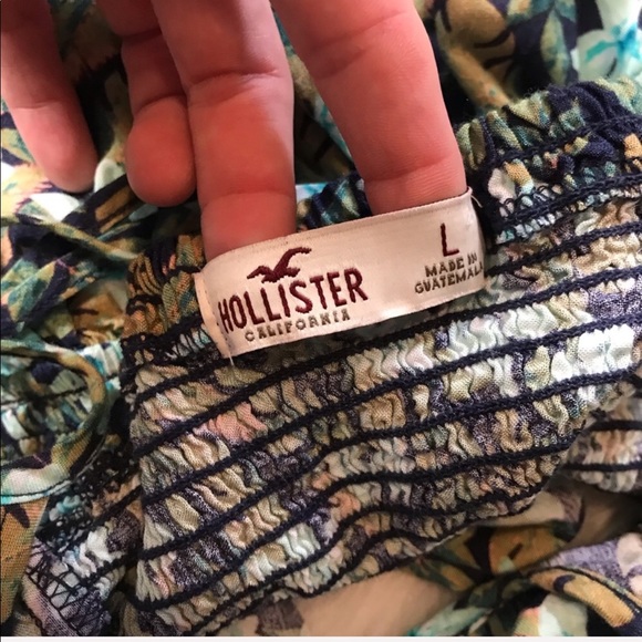 Hollister Blue floral ruffle front dress l - Picture 4 of 8